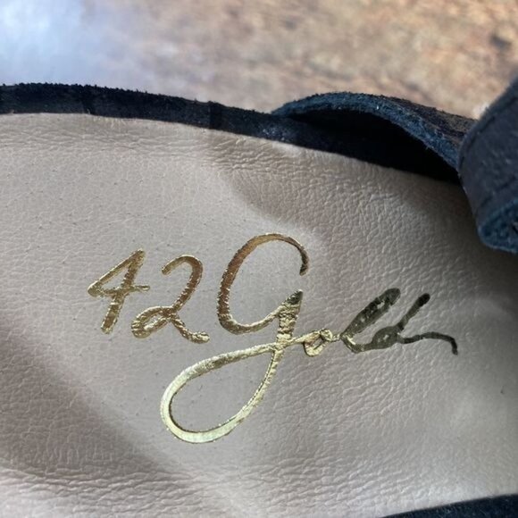 42 Gold Black Croc Slingback Mules Ankle Booties Womens 7.5M Pointed‎ Toe - Picture 9 of 13